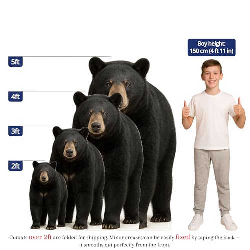 Image of Black Bear 4FT Life Size Cardboard Cutout - A Fun Animal Standup for Photo Booths, Birthday Parties, and Events