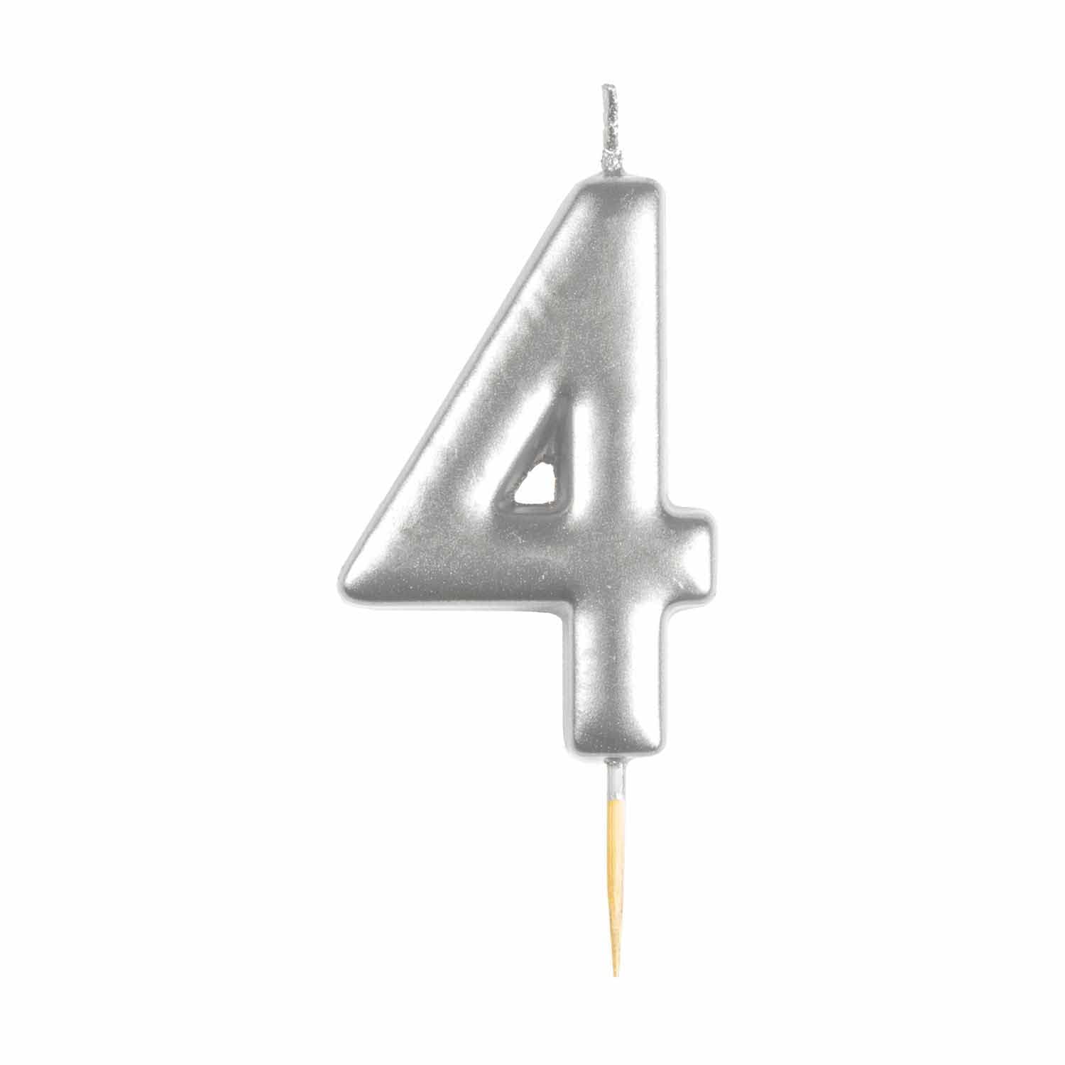 Amscan 9911818 - Metallic Silver Number 4 Cake Candle