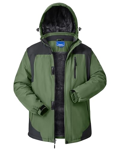 Image of CNBQDD Winter Jackets Mens Skiing Coats Warm Waterproof Ski Snow Coat with Hooded for Cold Weather