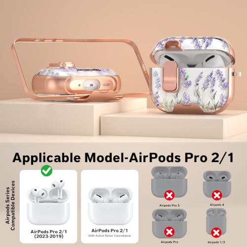 Image of for AirPods Pro 2 /1 Case with Safety Lock & Phone Stand, Lavender