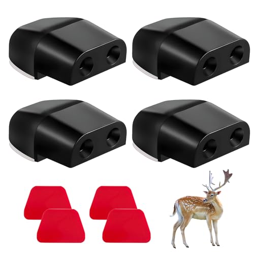Sbulhia 4PCS Deer Whistles for Car, Ultrasonic Vehicle Horn Save Deer Whistle with Adhesive Tapes, Waterproof Dual Construction Warning Devices Alert Animals for Car Truck Motorcycle (Black)