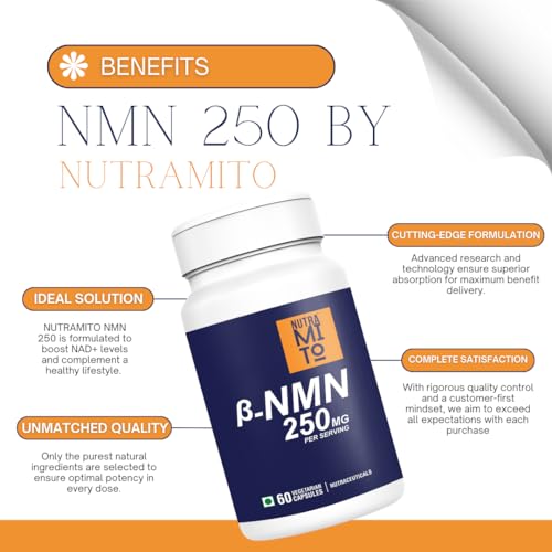 Image of NMN Supplement | 60 Veg Capsules | 250mg Beta NMN | NAD+ Booster | 99% Pure for Energy, Strength & Focus, Healthy Aging