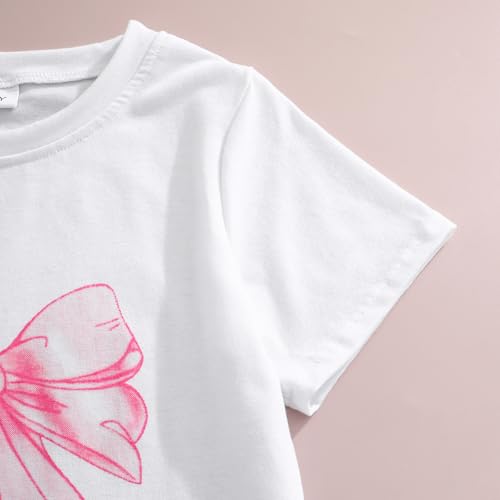Image of Axumity Kid Toddler Girl Clothes Summer Ruffle Sleeve Figure Graphic Shirt + Shorts Summer Outfits Set