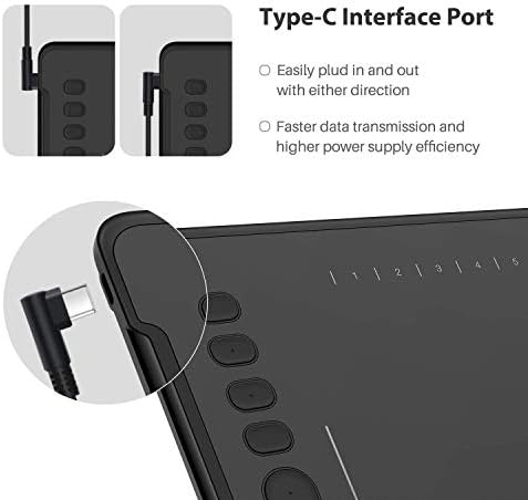 Tableta gráfica HUION Inspiroy H1161 para dispositivos Android, con sensibilidad de presión de 8192 niveles y stylus sin batería, compatible con Chromebook, Android, Windows y Mac miniatura 5