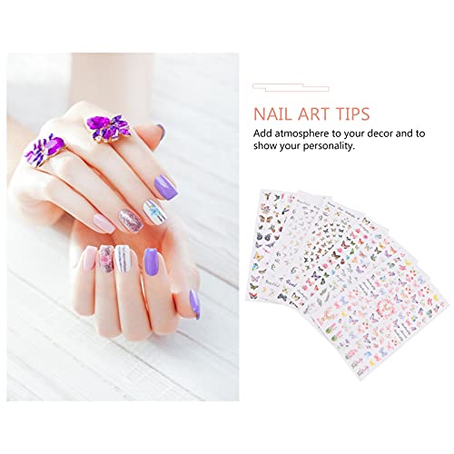 Lurrose 18 Folhas Decalques Decoração Para Designer De Unhas Borboletas Adesivo Art Supplies Criativ