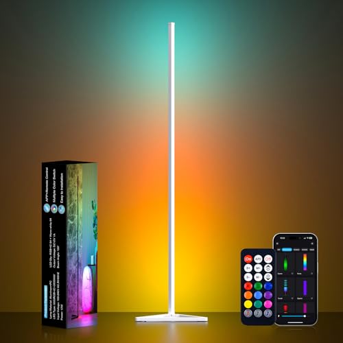 MIWATT Smart RGB LED Corner Light con App y mando a distancia, sincronización de música, ajustes de temporizador para sala de estar, dormitorio y sala de juegos.