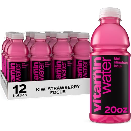 vitaminwater Focus Kiwi Strawberry, Flavored Water Beverage Bottles, 20 fl oz, 12 Pack