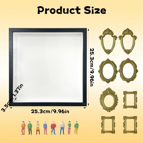 NlsqEU Mini Museunm Bilderrahmen Vintager, Kleine Bilderrahme Mini mit LED Licht, DIY Museum Silhouetter Box, Erinnerungsdisplay Kit, Menschen Museum, Geschenk für Valentinstag Familie