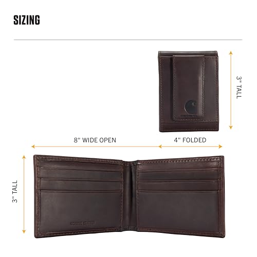 Image of Carhartt Men's Oil Tan Leather Wallet, Front Pocket, Passcase & Trifold Designs, Long-Lasting Construction, Gifts for Men