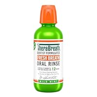 TheraBreath Oral Rinse Mouthwash, Mild Mint 473ml - Daily Mouth Rinse - Fights Bad Breath, Dentist Formulated, Alcohol-Free, Non burning, No Artificial Colours, Powered by Oxygen, pH Balanced