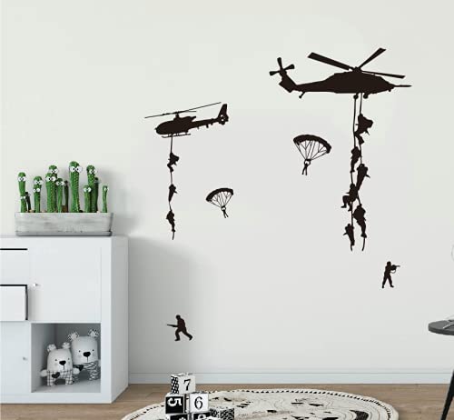 Army Wall Decors For Wall Soliders Military Airplane Helicopter Wall Stickers For Teens Boys Bedroom Kids Room Vinyl Decals (Tm-16) #TOP4