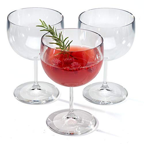 Copas balon plástico para Gin cóctel reutilizables policarbonato irrompibles gintonic 72 cl - Juego de 3 vasos