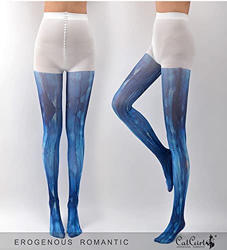 Image of Sahabowi Women Tights, Sheer High Waist Pantyhose, Vintage Control Top Stockings, Siwa opaque print1