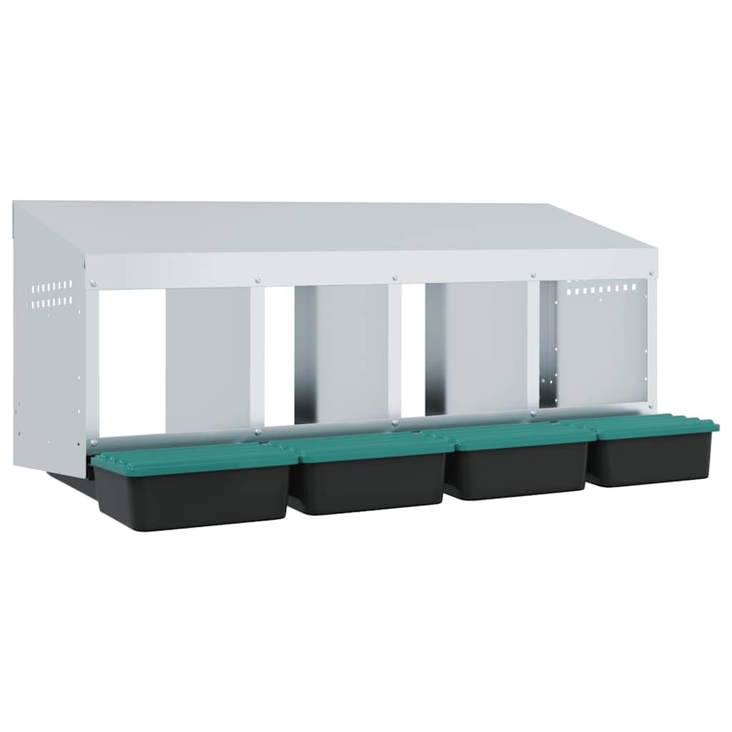 vidaXL Nido para gallinas con 4 Compartimentos de Acero galvanizado para Montar en la Pared