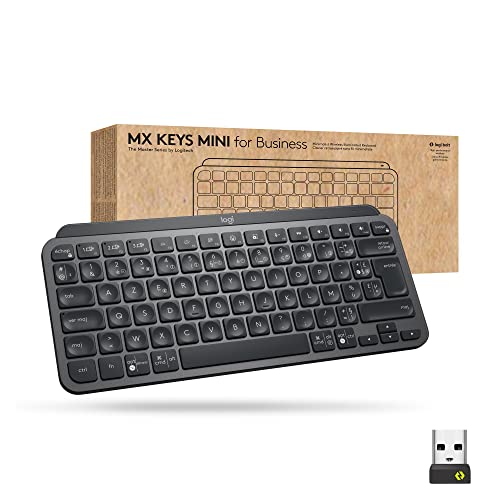 Logitech MX Keys Mini for Business - clavier rétroéclairé sans fil, compact, technologie Logi Bolt, rétroéclairé, rechargeable, Windows/Mac/Chrome/Linux, Français AZERTY - Gris