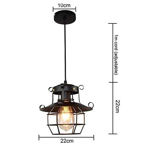 Lámpara de hierro industrial vintage colgante de una cabeza con vaso de vidrio decorativo 5