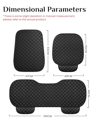 Image of STHIRA 3Pcs Black PU Leather Car Seat Covers with Anti-Slip Silicone Dot & Storage Pouch