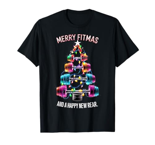 Merry Fitness Happy New Rear Workout Christmas Fitness Gym T-Shirt