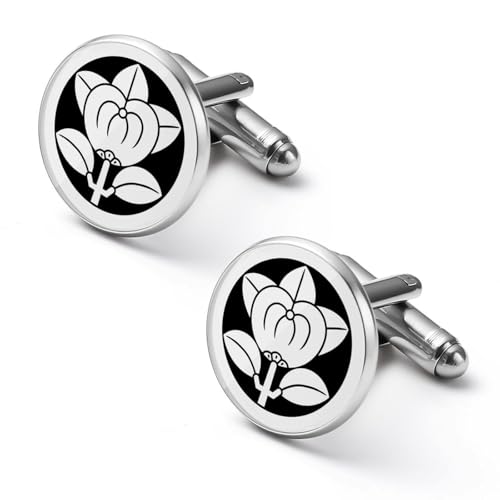 1ペア カフリンクス シャツカフスボタン 家紋 丸に橘 彦根橘 ラウンドカフス 袖カフス 袖ボタン 合金 円型 おもしろ おしゃれ ファッション ヨーロッパ風 アクセサリー 結婚式 ギフト ビジネス シンプル 紳士 プレゼント 男性用 スーツ用 1.7cm