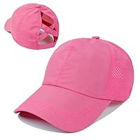 HTTDSLF Baseball Kappe Mädchen mit Pferdeschwanz, Schnell Trocknend, Netzstoff, Sportmütze für Kinder, Mädchen Baseballkappe Verstellbarer, Tennis Kappe Sonnenhut Visier, Basecap Schirmmütze (Rosa)