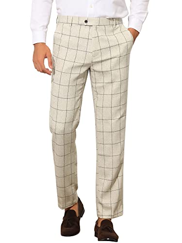 Lars Amadeus Formal Plaid Dress Pants for Men's Slim Fit Business Office Checked Suit Trousers - Main Image