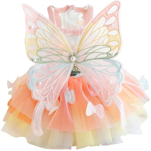 MaruPet Fashion Sweet Puppy Dog Blingbling Princess Skirt Pet Dog Lace Cake Camisole Tutu Dress C-butterfly S