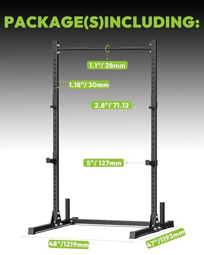 Image of Squat Rack with Pull Up Bar, Adjustable Power Racks for Home Gym, 800 lbs Capacity Bench Press Rack, Fits 6 & 7 FT Barbells for Strength Training