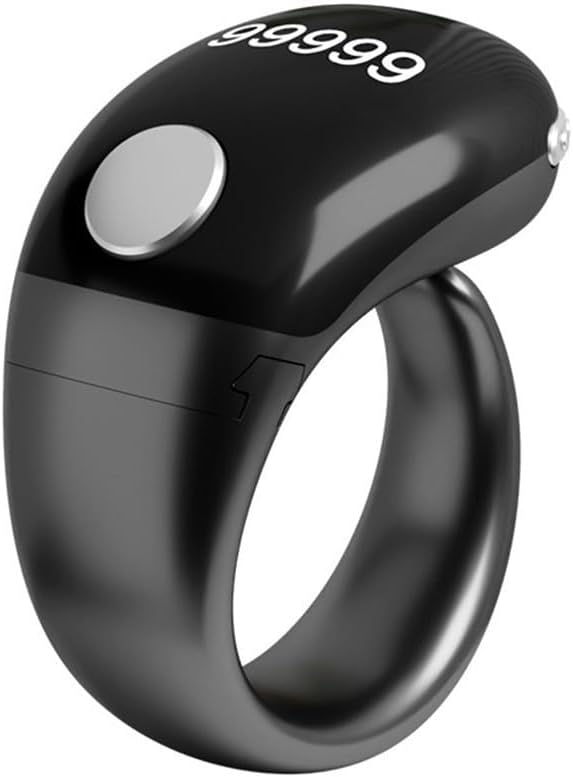 Ring Counter Smart Tasbih Z-ikr Rings LCD Smart Ring Counter with Type-C Rechargeable Digital Finger Tally Counters Adjustable Size Electronic Counters for Fitness Training(Black)