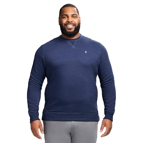 IZOD Men's Big and Tall Advantage Performance Crewneck Fleece Pullover Sweatshirt, Solid Navy Blue Blazer, 4X-Large Big