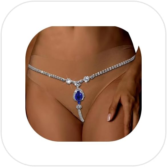 Rhinestone Waist Chain Thong Panties Jewelry Summer Bikini Sexy Crystal Chain Thong Adjustable Festival G String Jewelry