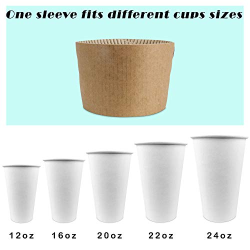 Image of FMP Brands [1000 Pack] Kraft Coffee Cup Sleeves Disposable for Hot Drinks, Durable Corrugated Cardboard Cup Sleeves for 12-24 oz Cups, Beverage Insulator and Hand Protection for Hot & Cold Drinks
