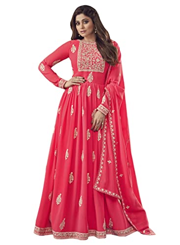 Robe Anarkali Divine International en fausse georgette avec broderie artisanale frontale