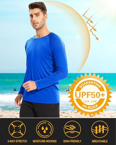 Image of MAGCOMSEN Men's Long Sleeve Shirts UPF 50+ UV Sun Protection Athletic Shirts for Hiking Running Workout Rash Guard