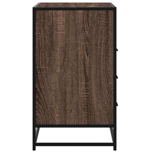 Structure en métal armoire marron 3 tiroirs aspect chêne uni - 6