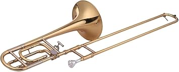 Intermediate Bb Flat Tenor Slide Trombone with F Attachment Student-Ready, Gold & Silver Finish, Brass & Cupronickel Construction