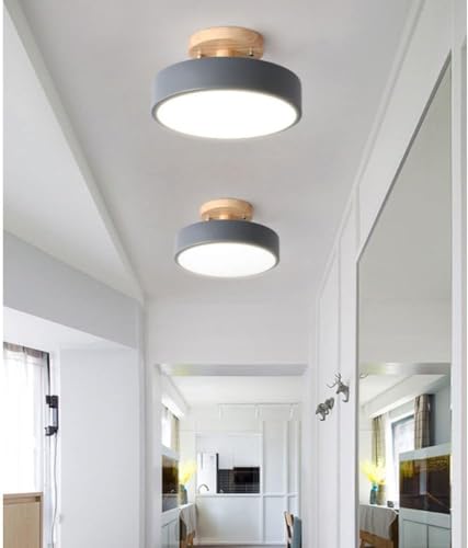 Suspension LED blanche économie énergie plafonnier rond salon gris