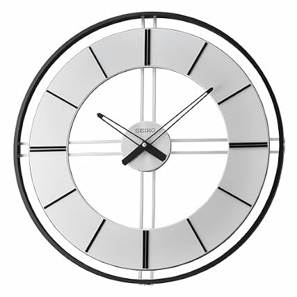 Seiko QXA 820 KLH Large Aluminum Open Dial Non Ticking Wall Clock, Black, 22 . 4 Inch product image
