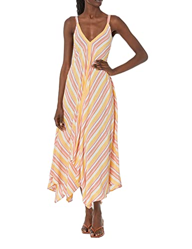 Angie Women's Striped Multicolor Hanky Hem Maxi Dress, Multi, Small #TOP27