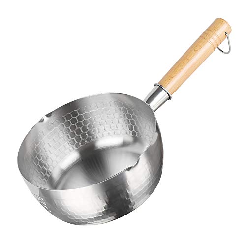 Cdycam Yukihira - Casseruola multifunzione in acciaio INOX, 16 cm, con manico in legno