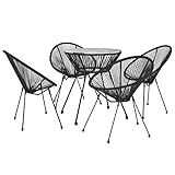 vidaxl set da pranzo per giardino 5 pz in rattan pvc nero