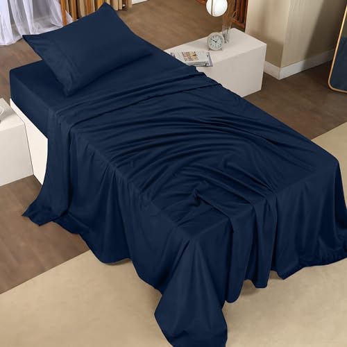 Image of Utopia Bedding Twin Size Sheet Set - Bulk Pack of 10 Bed Sheets Set - Soft Brushed Microfiber - Deep Pockets - Shrinkage & Fade Resistant - Easy Care (Navy)