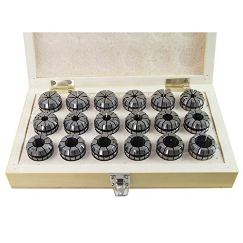 KATSU ER32 Spring Collet Set 18 Pieces 3-20mm Gripping Range Precision Router Collet Chuck for CNC Workholding Engraving Machine and Milling Lathe Tool 11028299
