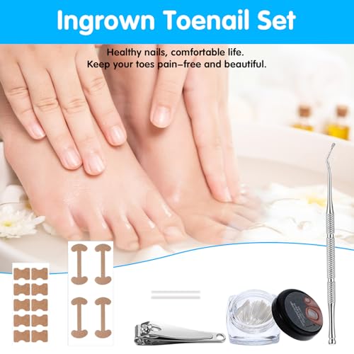 Jeffdad Ingrown Toenail Treatment Kit, Professional Ingrown Toenail Removal Kit, Ingrown Toenail Corrector Strips with Ingrown Toenail Lifter And Nail Clipper, Quick Repair Ingrown Nail Treatment