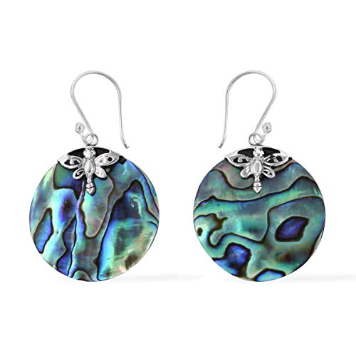 Elegant 925 Sterling Silver Dangle Drop Earrings Abalone Shell Fashion Women Jewelry Gift