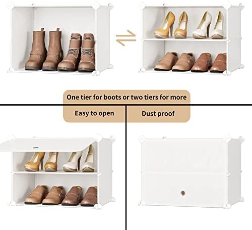 JOISCOPE Shoe Storage, 2 x 6 Tier Cube Storage Unit Shoe Rack Organizer, Multifunctional Modular Shoe Storage Cabinet for Space Saving, for All Kinds of Shoes, Clothing, for Hallway Bedroom Entryway