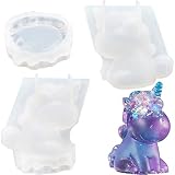 2 Stücke Einhorn Silikonform 3D für Die Dekoration Harzformen Einhorn Silikon 3D Tierharz Harz Einhorn Silikonformen für Epoxidharz Seifenkerzen und Andere DIY