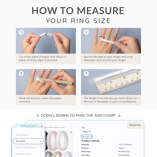 ThunderFit Women’s Silicone Wedding Rings – 5.5mm Wide, 2mm Thick Bridal Set of 7, Rubber Engagement Bands 6