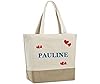 Grand Sac cabas personnalisé prénom, personnalisable en coton et toile de jute écologique avec fermeture zip personnalisé 49x35x17cm, cadeau, noël, femme, sac de plage, atelier français #2