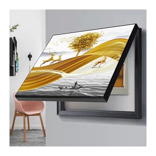Boîte à fusibles cachée par une toile décorative moderne pour salon et entrée