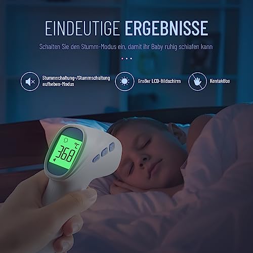 Fieberthermometer kontaktlos für Babys Kinder und Erwachsene, Infrarot-Stirnthermometer mit...